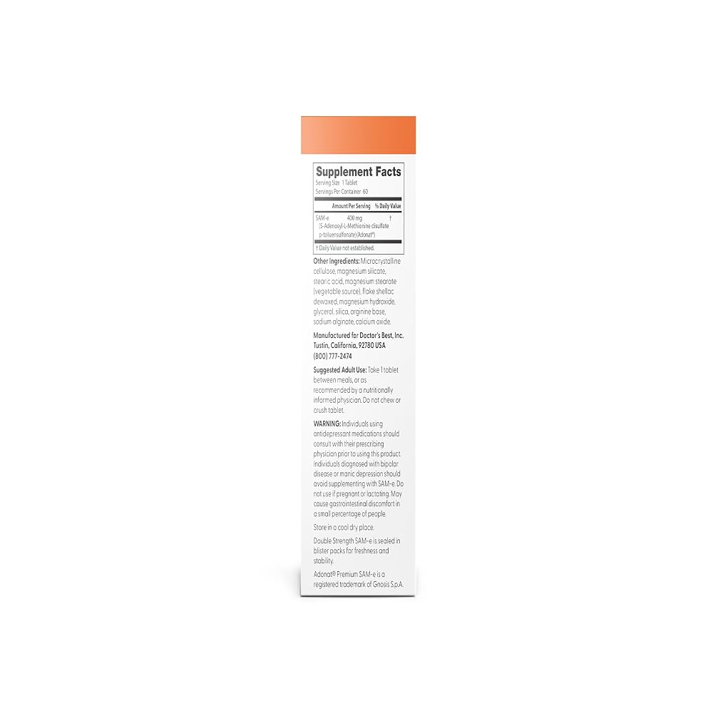 Doctor's Best SAM-e Double Strength Supplement - 60 Tablets - image 2