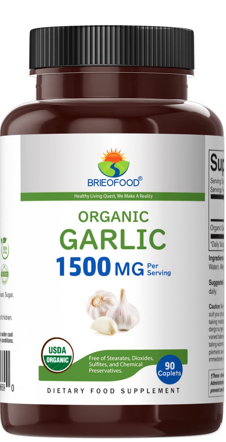 Brieofood Organic Garlic 1500mg - 90 Vegetarian Tablets - image 2