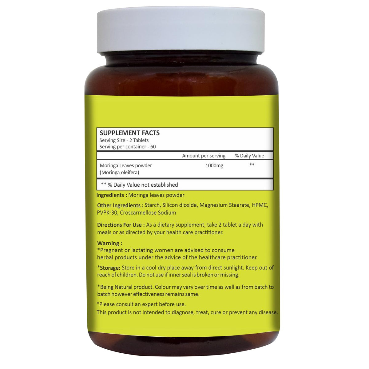 HERBAL HILLS Moringa Tablets 1000 mg - 120 Tablets - image 2