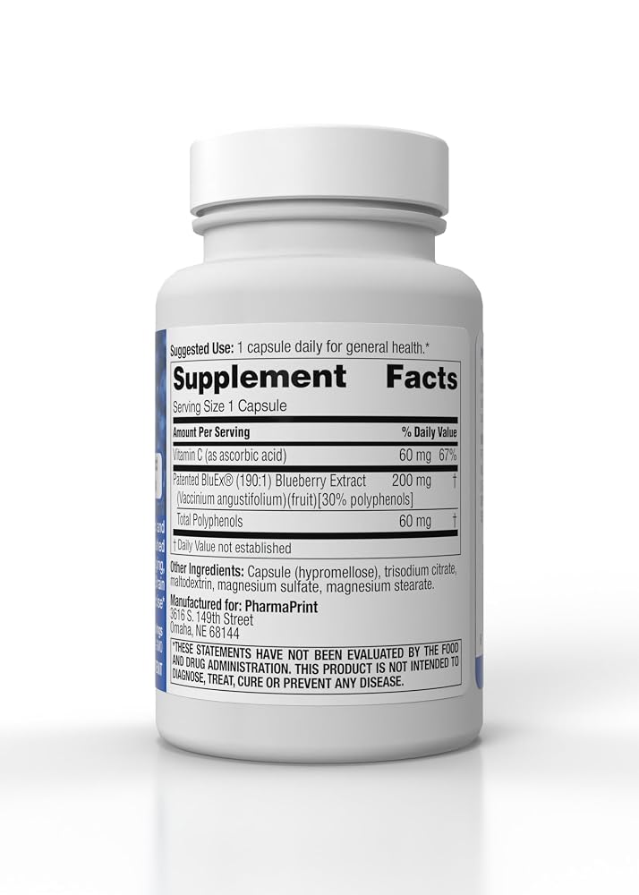 PharmaPrint BlueX 190:1 Blueberry Extract Capsules - 30 Count - image 3