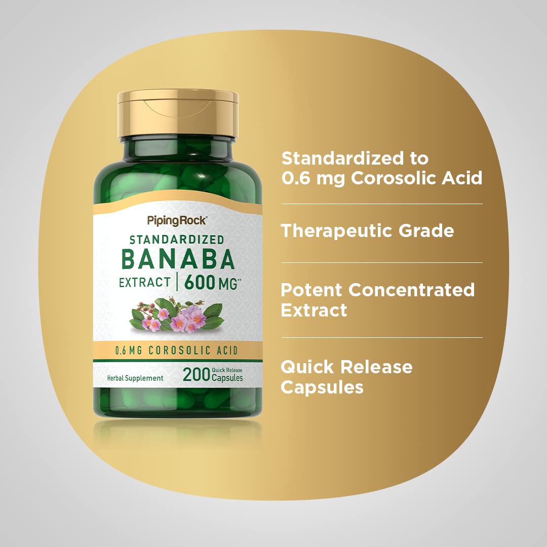 Piping Rock Banaba Leaf Extract Capsules - 200 Count - image 4