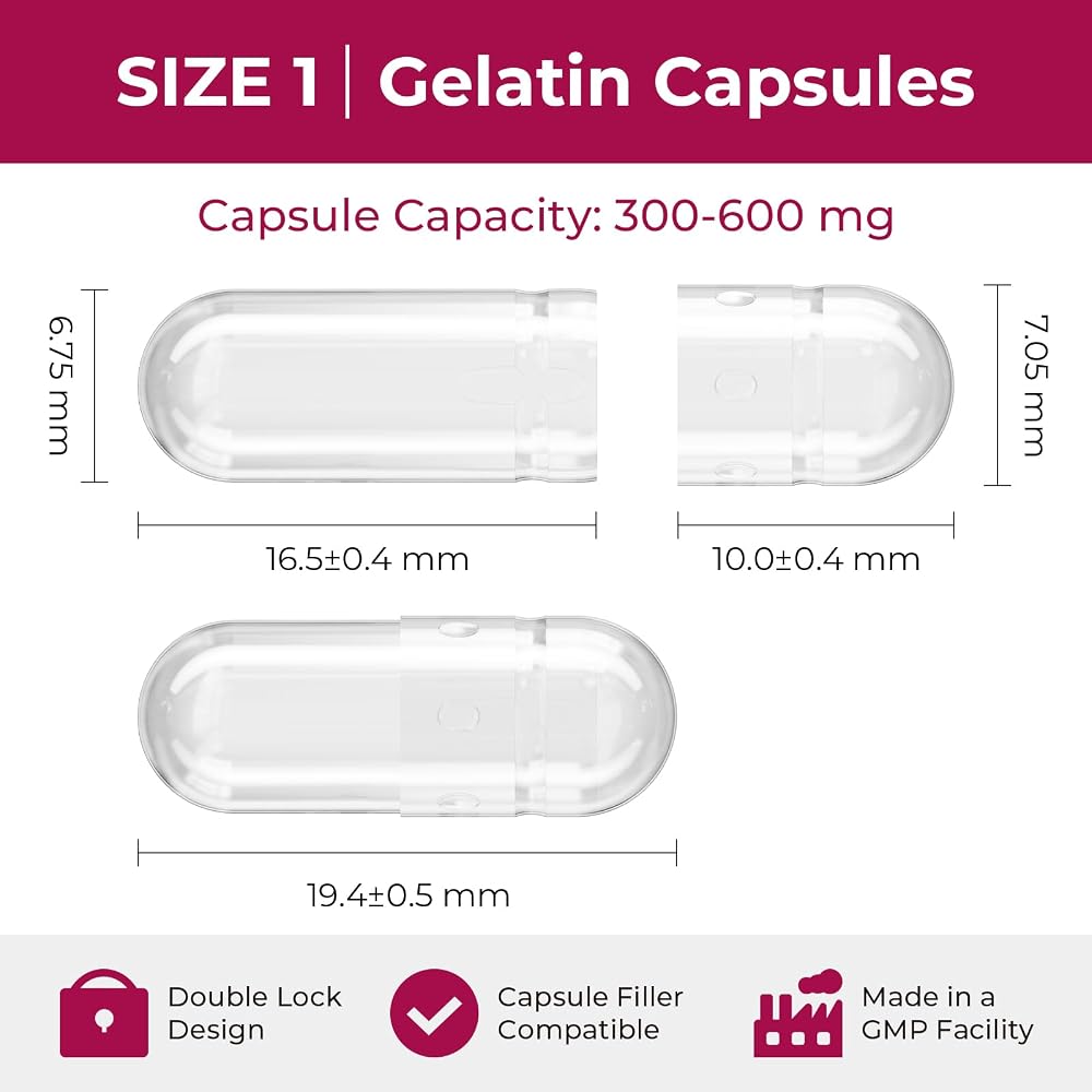 ATLEMISME Empty Gelatin Capsules Size 1 - 100 Count - image 2