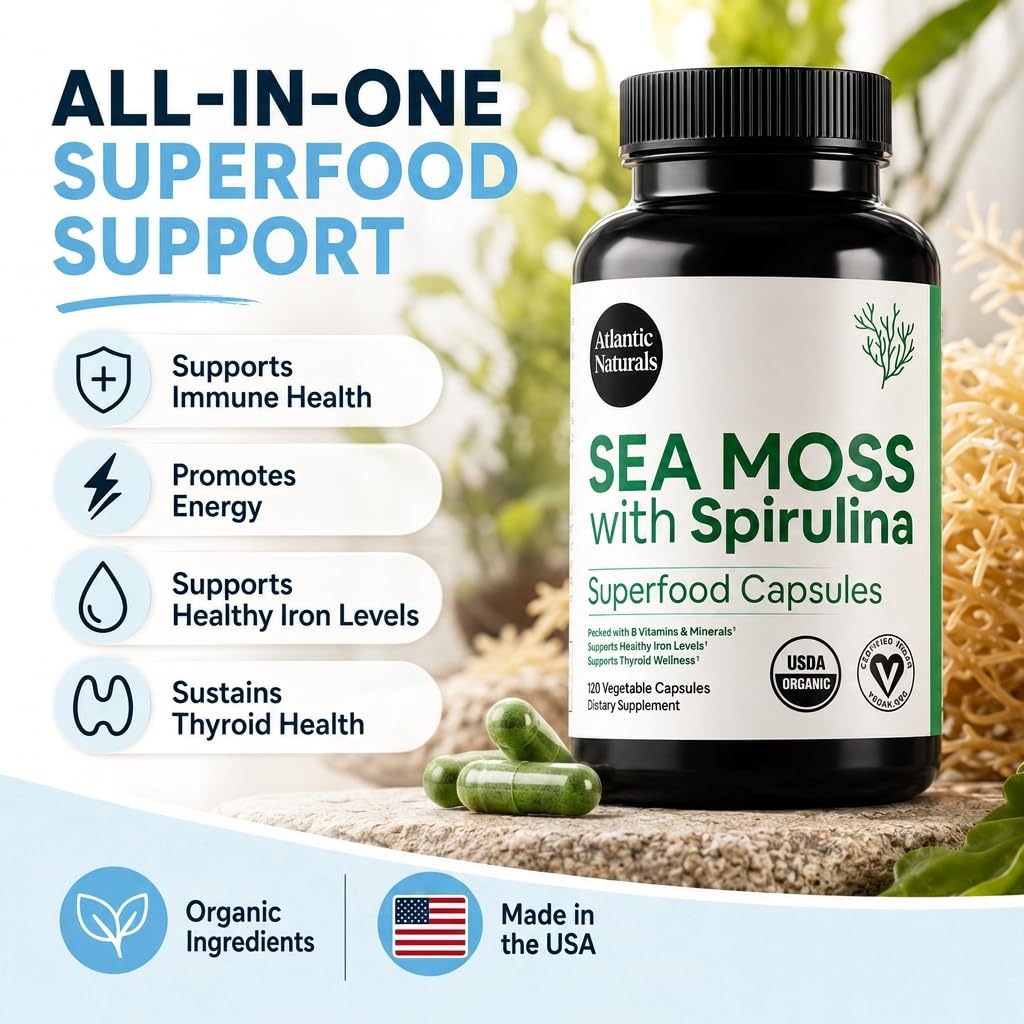 Atlantic Naturals Sea Moss Dietary Supplement - 120 Count Vegetable