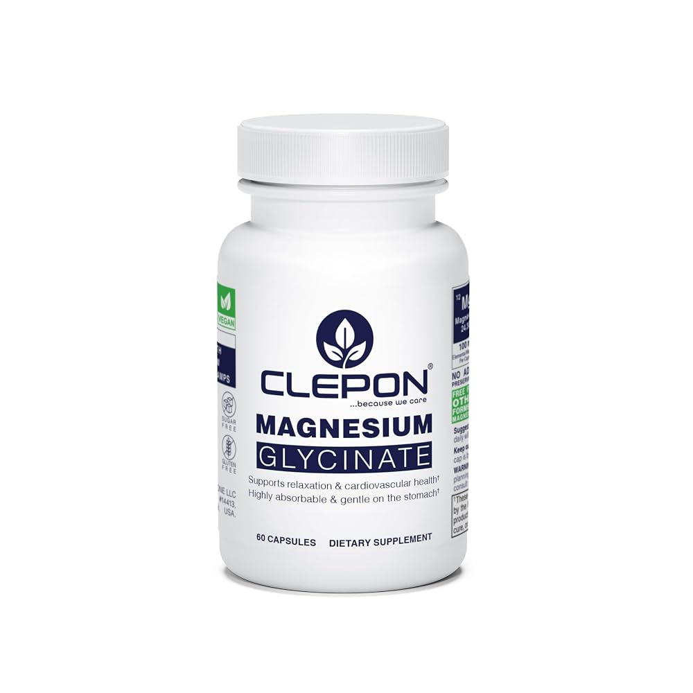 CLEPON Magnesium Glycinate 100mg for Sleep & Relaxation - 60 Capsules