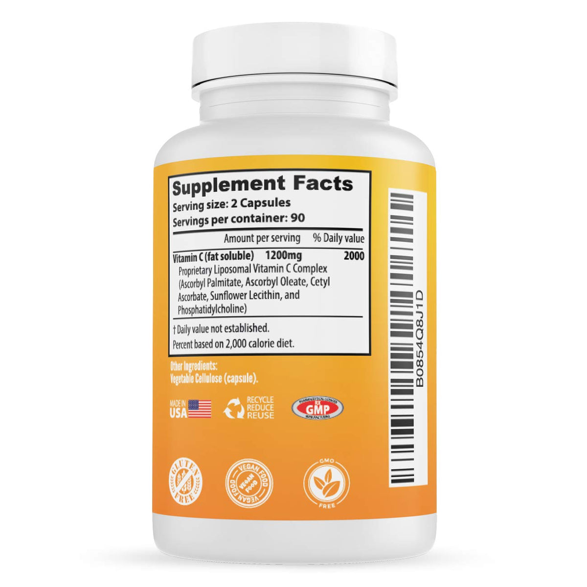 Whole Nature Liposomal Vitamin C Supplement Pills 1200 mg - High