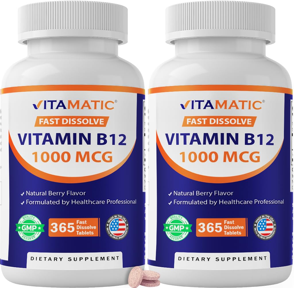 Vitamatic Vitamin B12 1000 mcg Fast Dissolve 365 Tablets - Berry