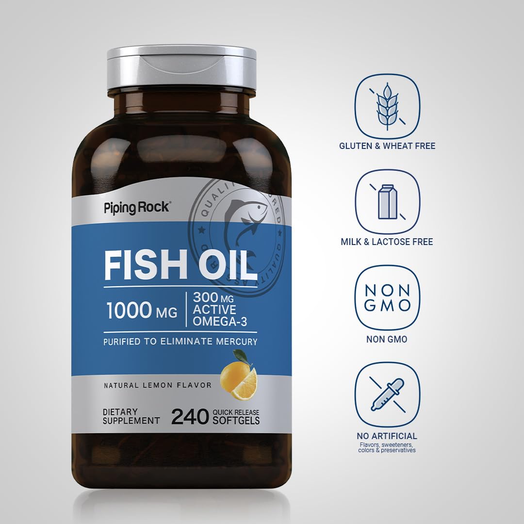 Piping Rock Fish Oil 1000mg Omega-3 - 240 Softgels - image 3