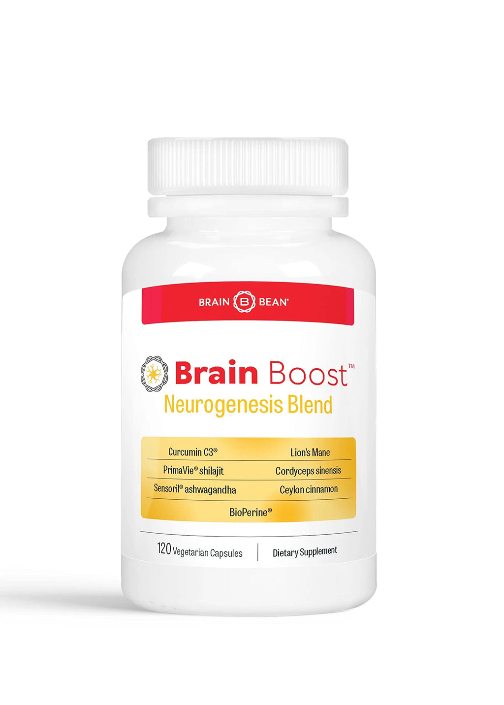 Brain Bean Brain Boost Capsules with Curcumin & Ashwagandha - 120 Capsules