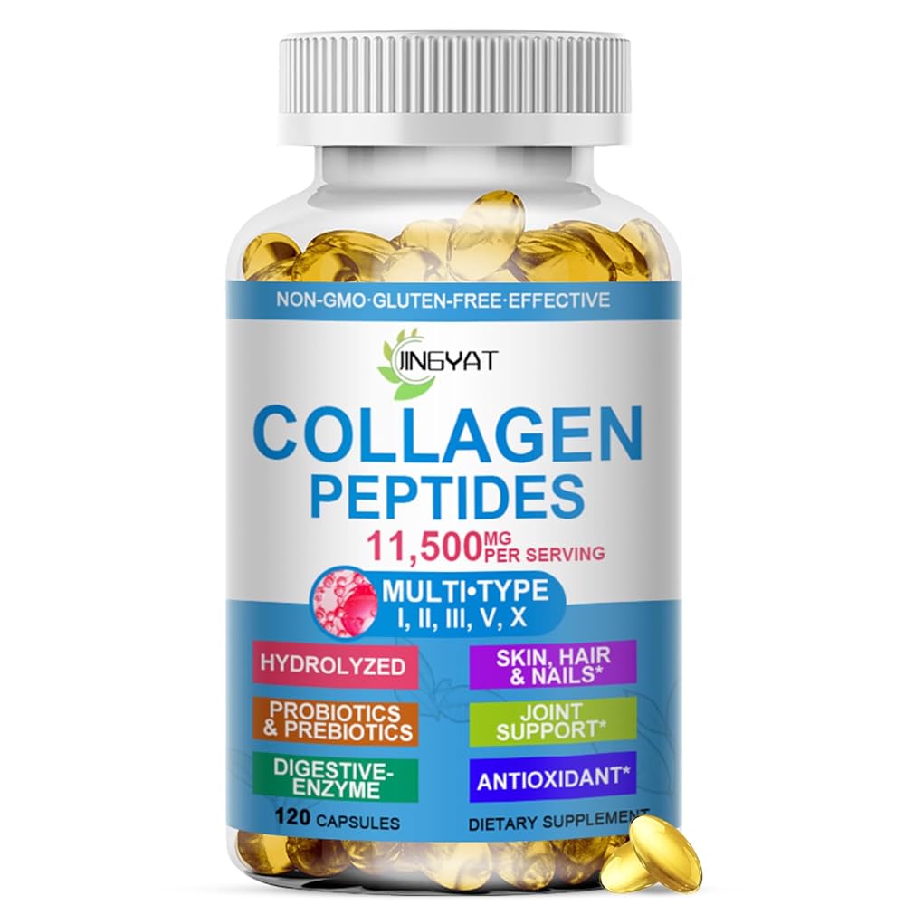 JINGYAT Multi Collagen Peptides Softgels with Glucosamine - 120 Softgels