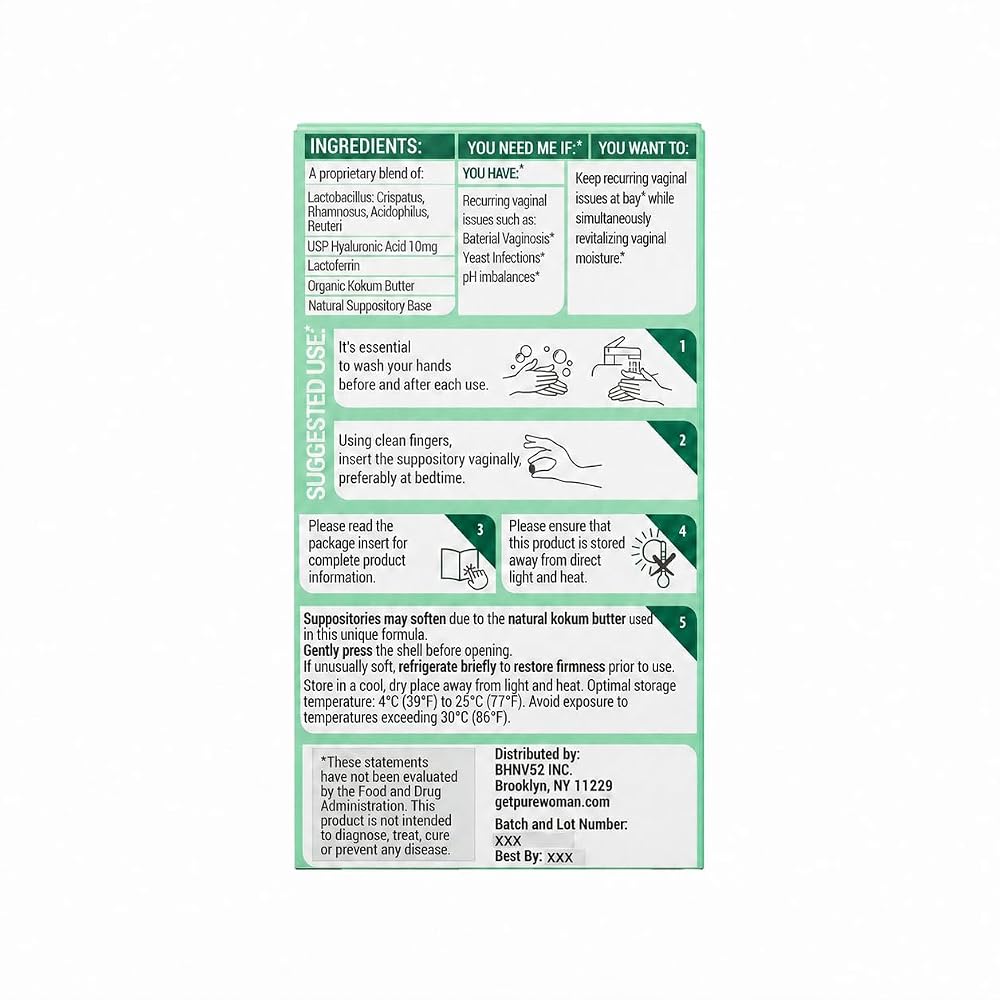 Pure Woman Pure Flora Vaginal Probiotic Suppository - 10 Count - image 2