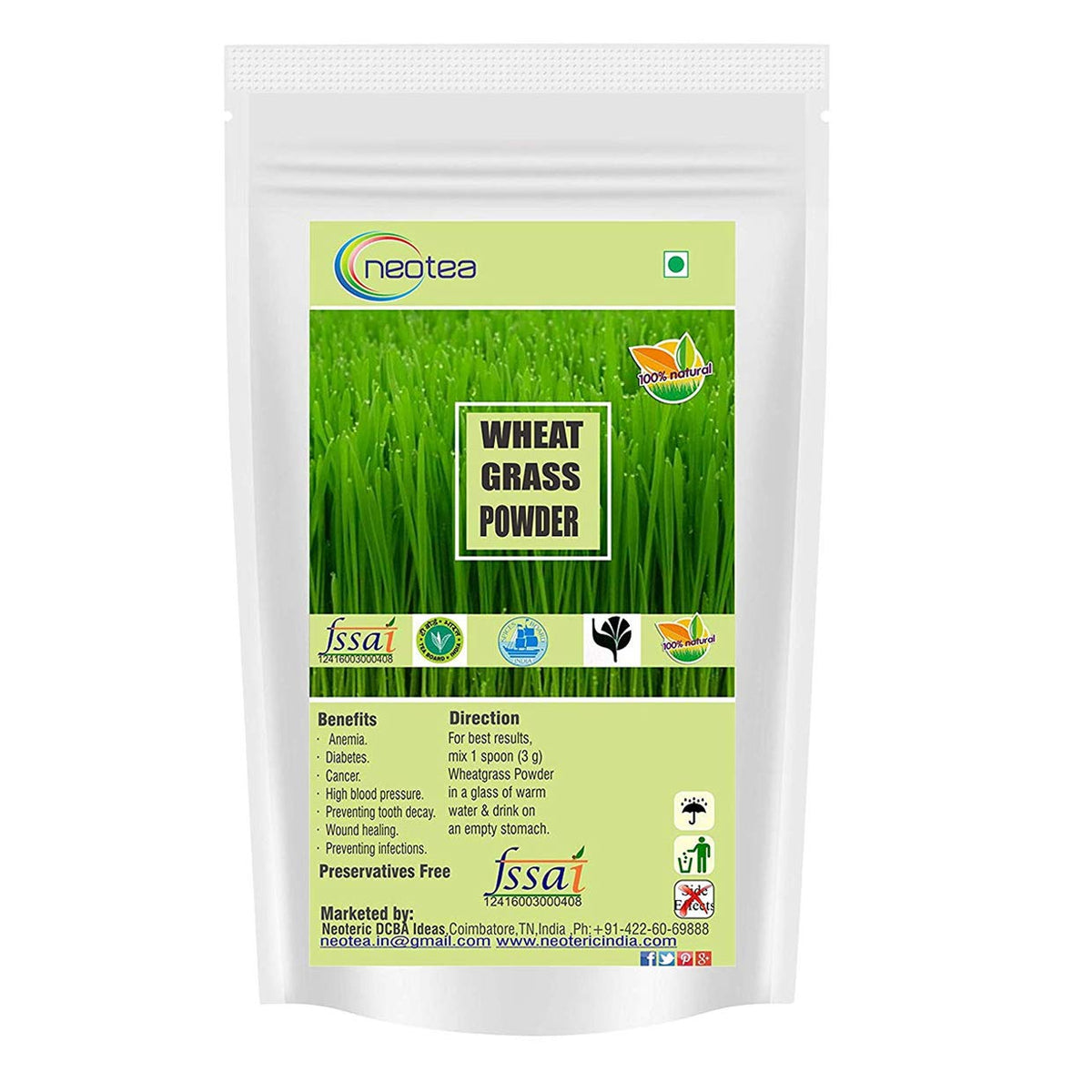 neotea Pure Wheat Grass Powder - 200g