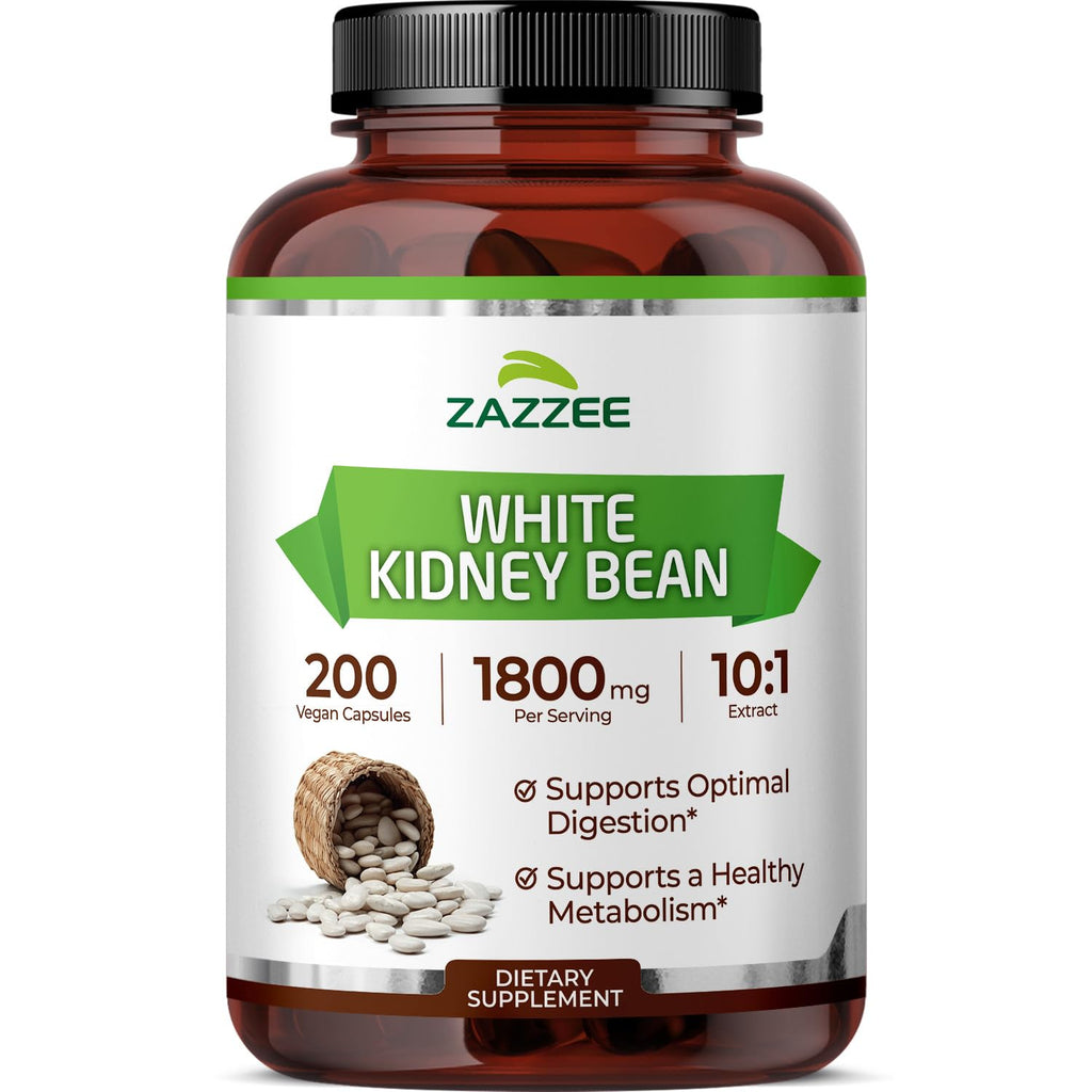 Zazzee White Kidney Bean 10:1 Extract 1800 mg - 200 Capsules