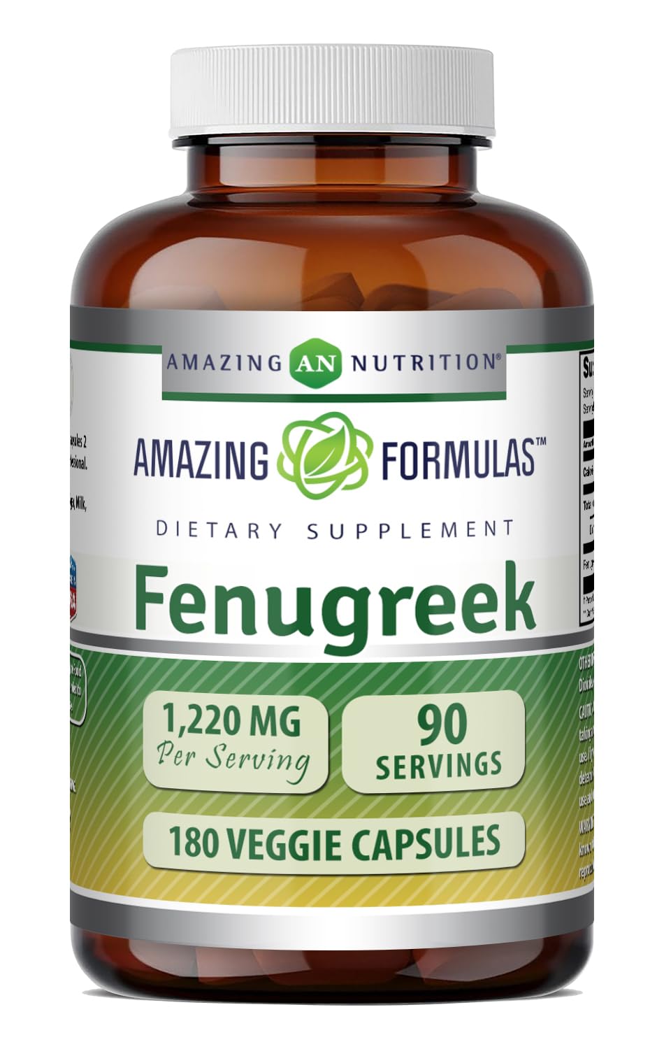 Amazing Nutrition Fenugreek Seed 1220 Mg - 180 Vegetarian Capsules