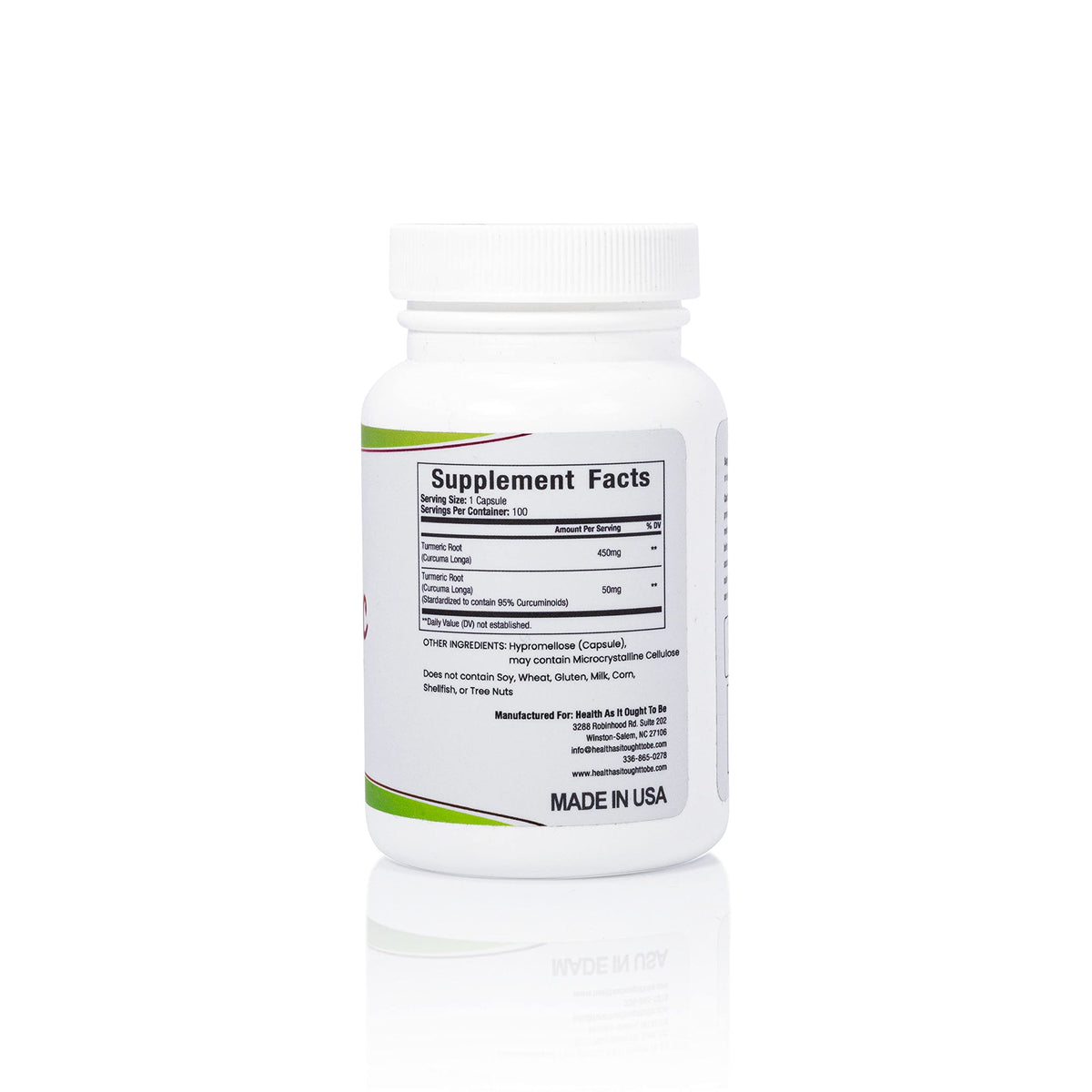 Health As It Ought To Be Fresh Turmeric Curcumin 500mg - 100 Capsules - image 2