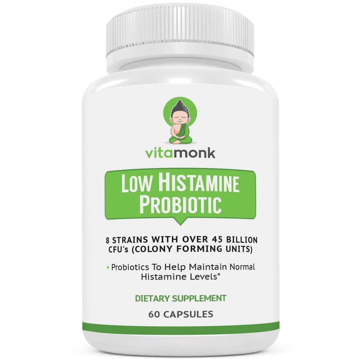 VitaMonk Low Histamine Probiotics for Gut Health - 60 Capsules