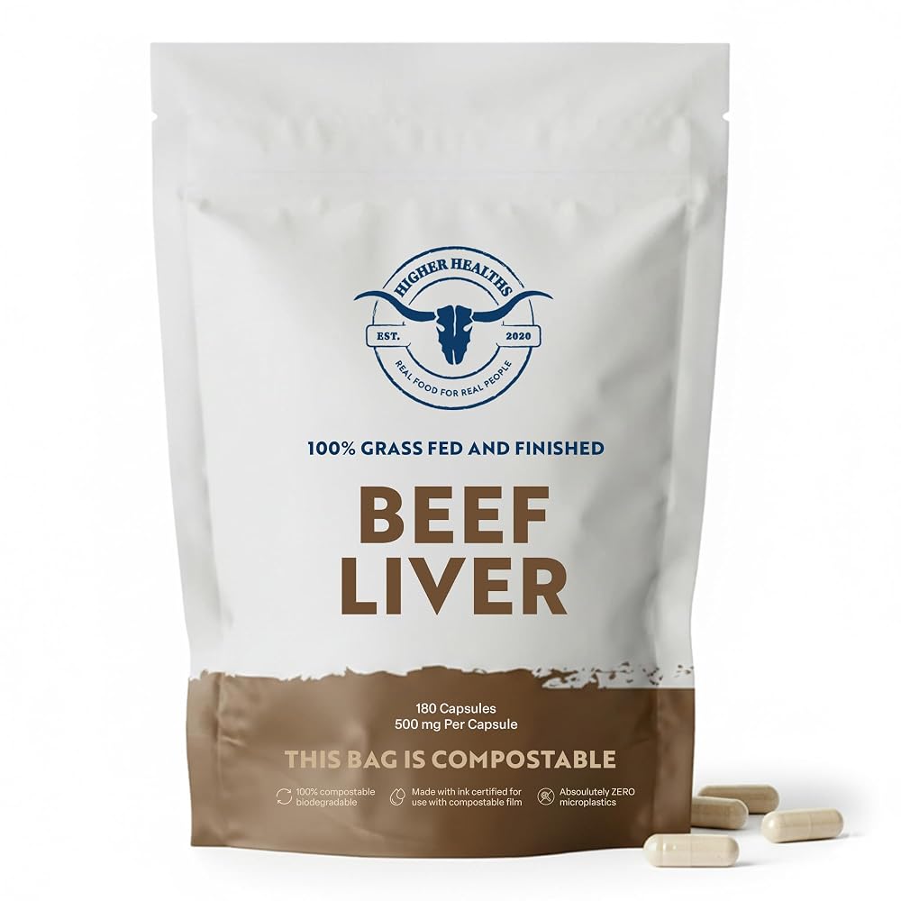 Higher Healths Grass Fed Beef Liver Capsules - 180 Count