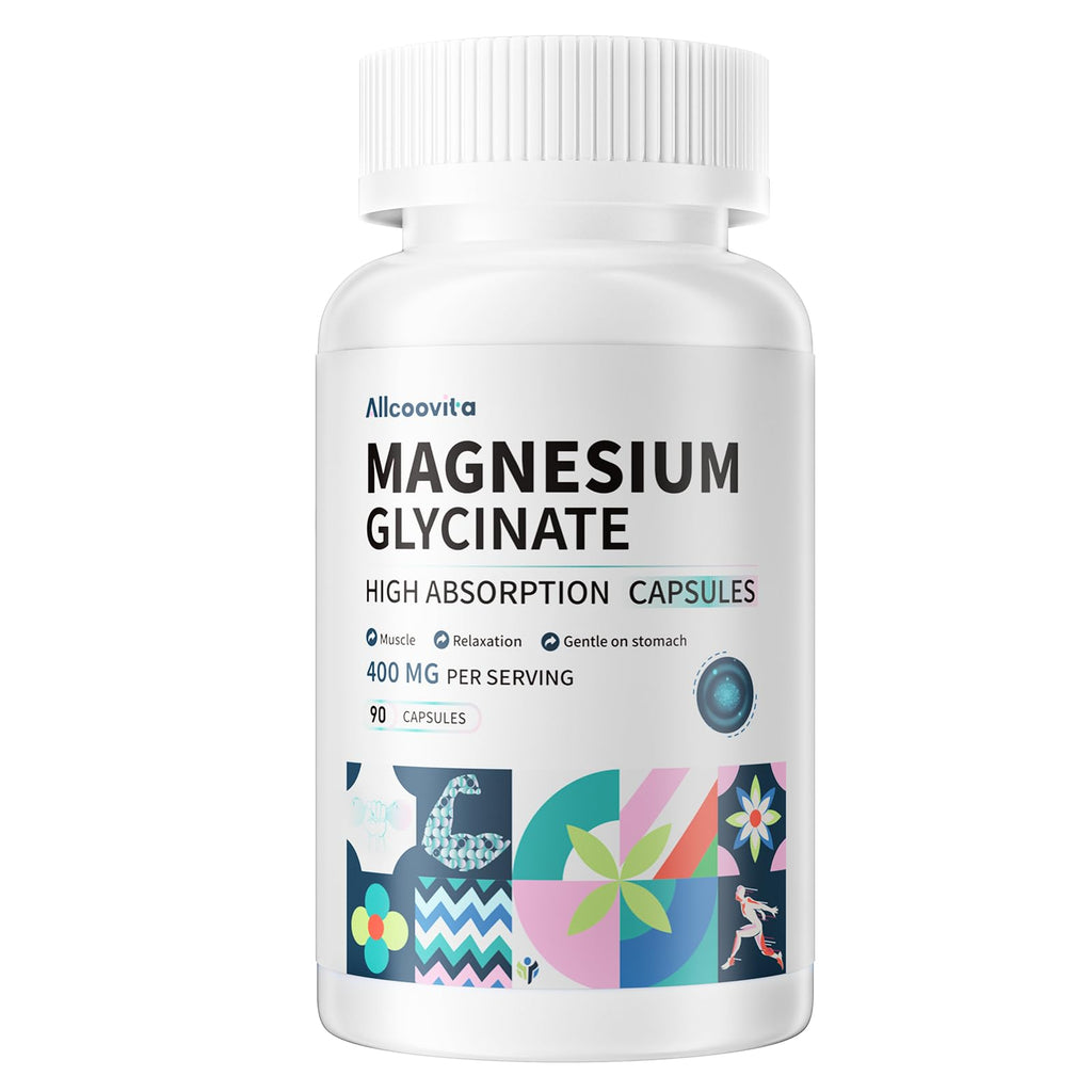 Allcoovita Magnesium Glycinate 400 MG - 90 Vegetarian Capsules
