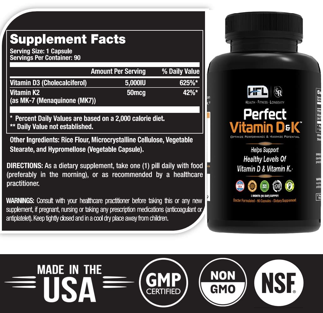 HFL Perfect Vitamin D&K by Dr. Sam Robbins - 90 Capsules - image 2