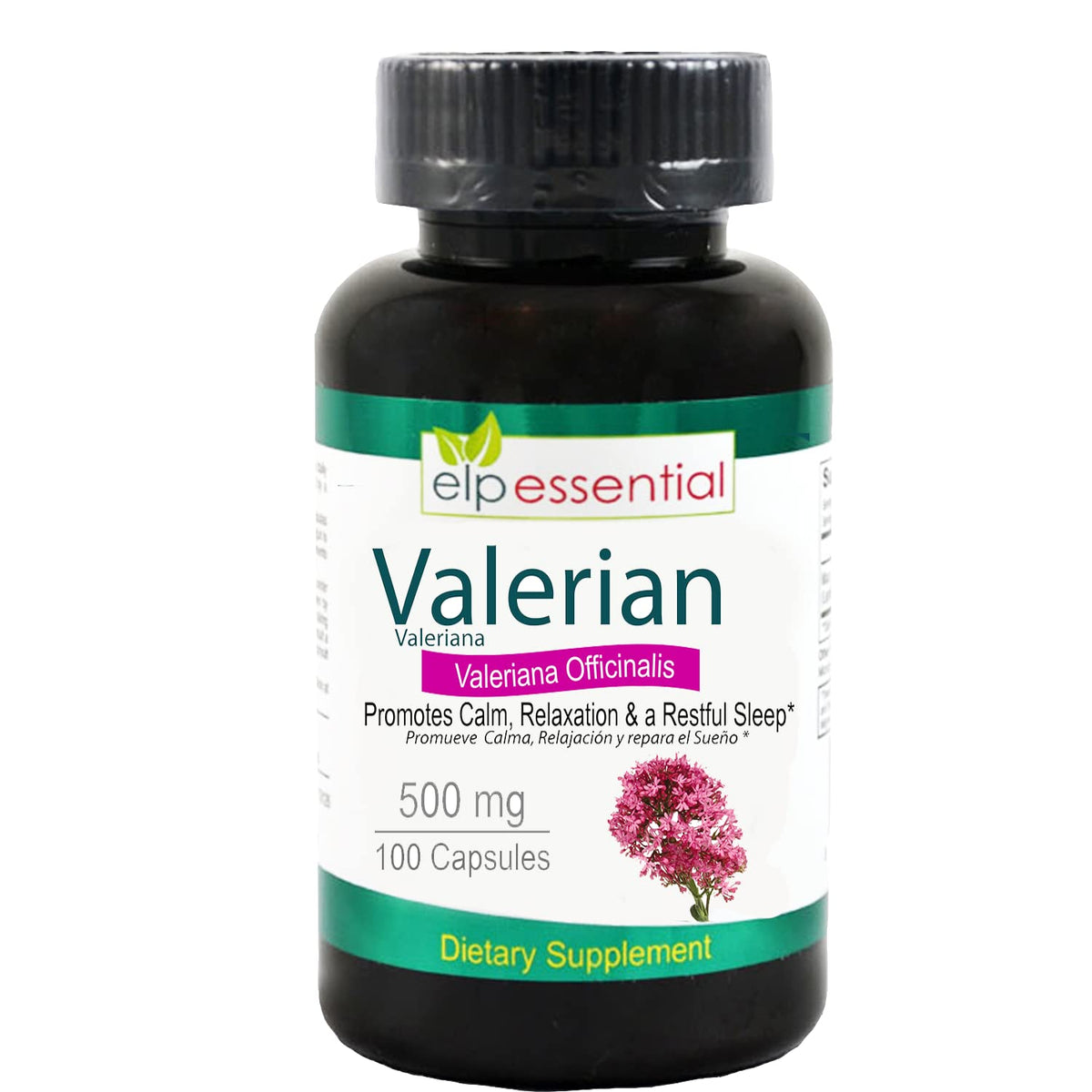 ELP ESSENTIAL Valerian Root 500mg Organic Capsules - 100 Count