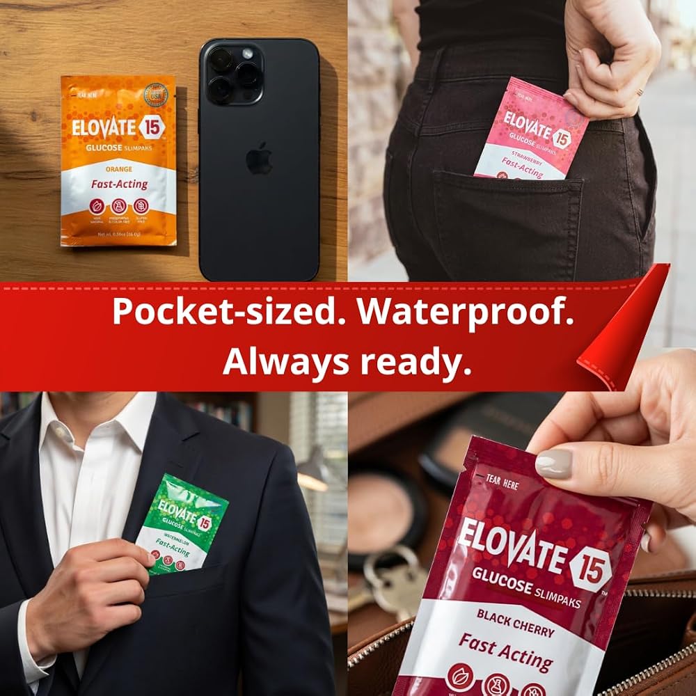 Elovate 15 Fast Acting Glucose Powder Packets