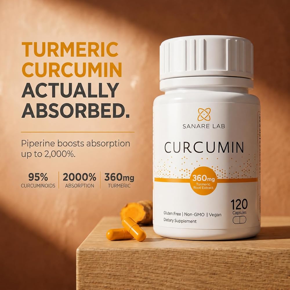 Sanare Lab Curcumin Turmeric 360 mg Joint & Cellular Support - 120 Capsules - image 3