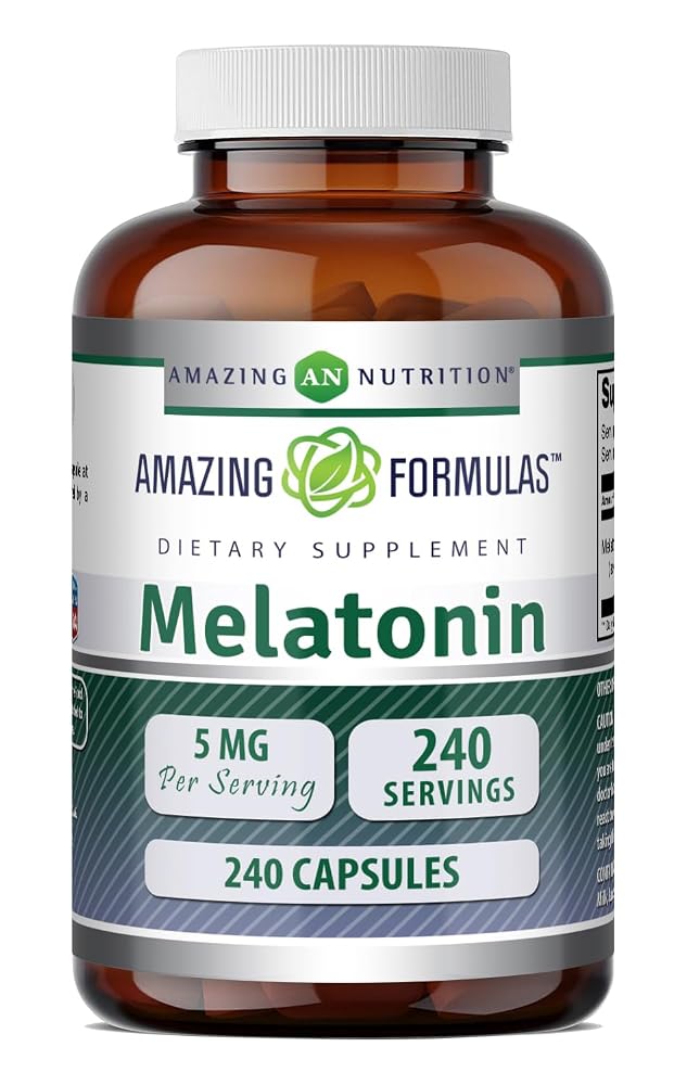 Amazing Nutrition Melatonin 5 mg Sleep Supplement - 240 Capsules