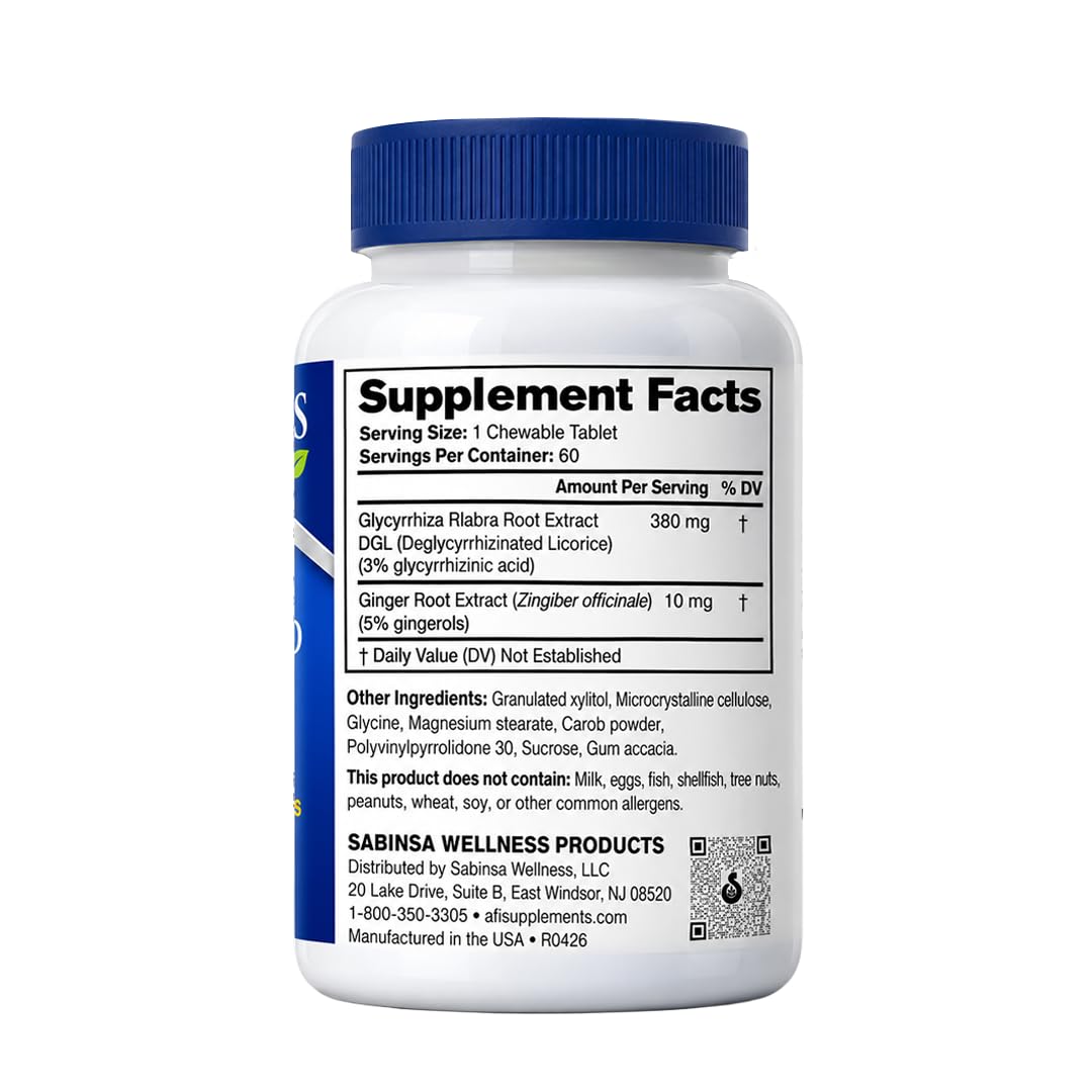 AFI DGL Plus Ginger Chewable Tablets for Digestive Health - 60 Tablets - image 2