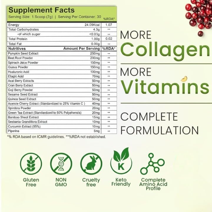 Generic Plant Based Collagen Powder Builder with Hyaluronic Acid - 210g - image 6