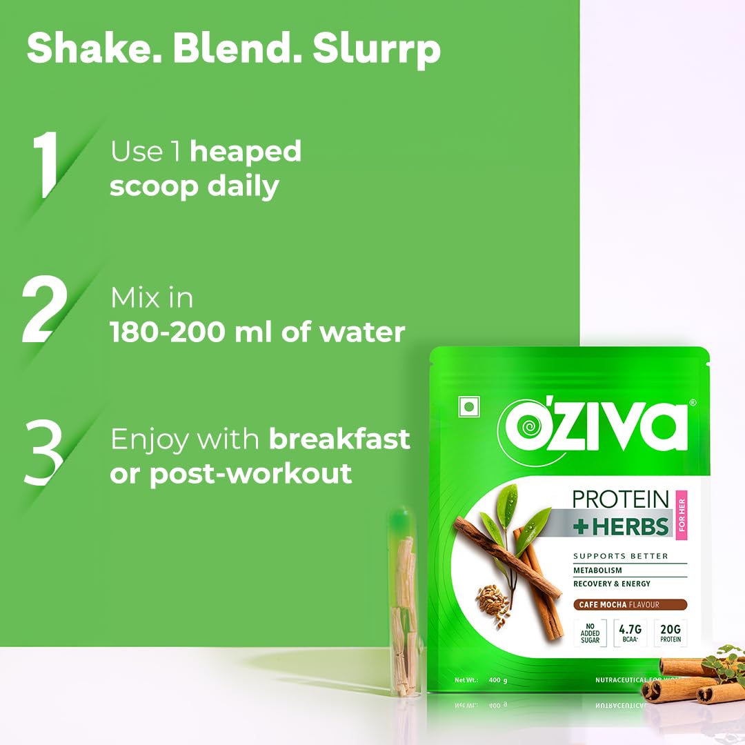 OZIVA Protein & Herbs Whey Protein for Women Cafe Mocha - 31 Servings - image 5