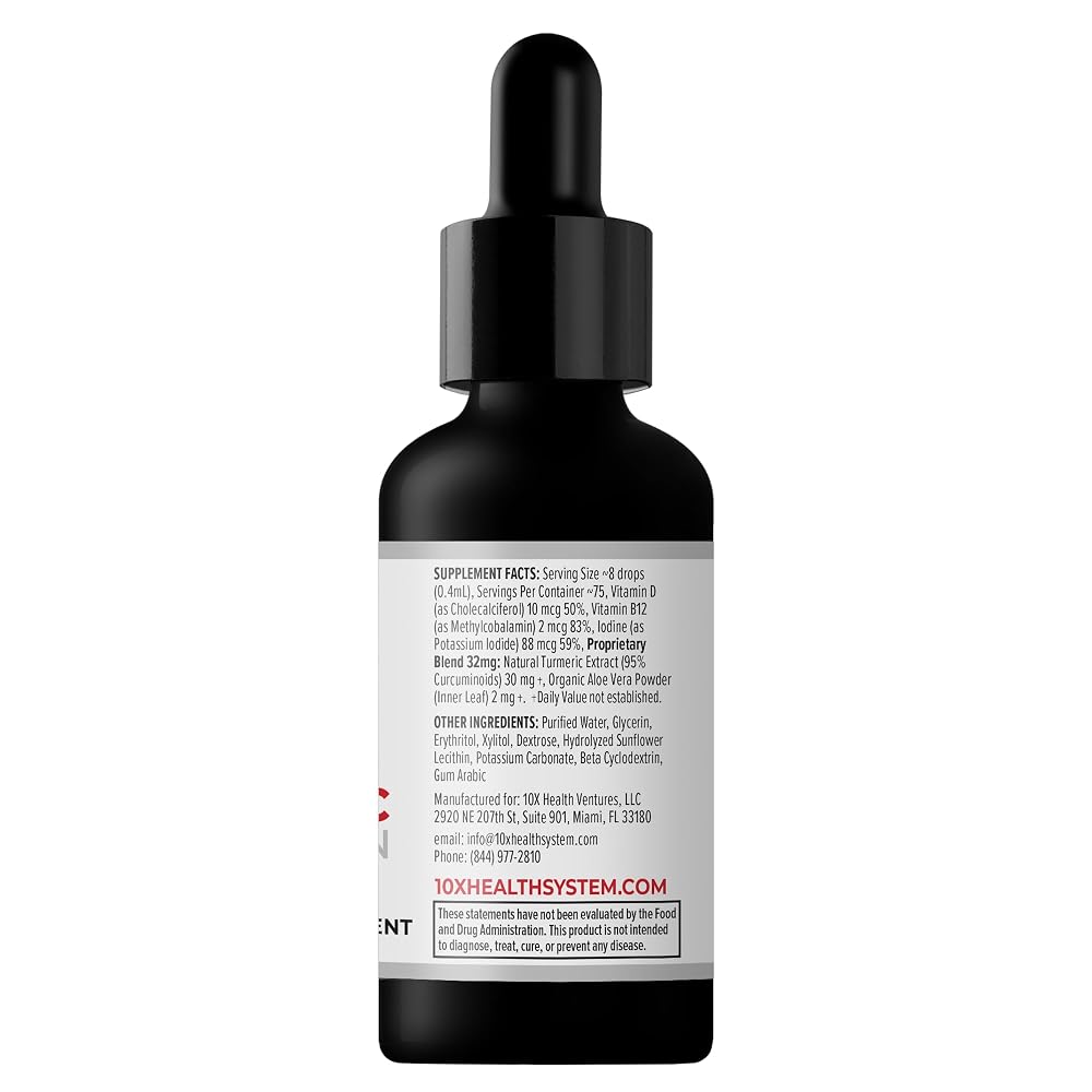 10X Health Turmeric Curcumin Liquid with D3 & B12 - 75 Fl Oz - image 8