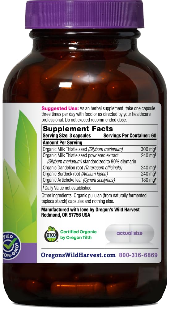 Oregon's Wild Harvest Milk Thistle Dandelion Liver Support - 180 Capsules - image 2