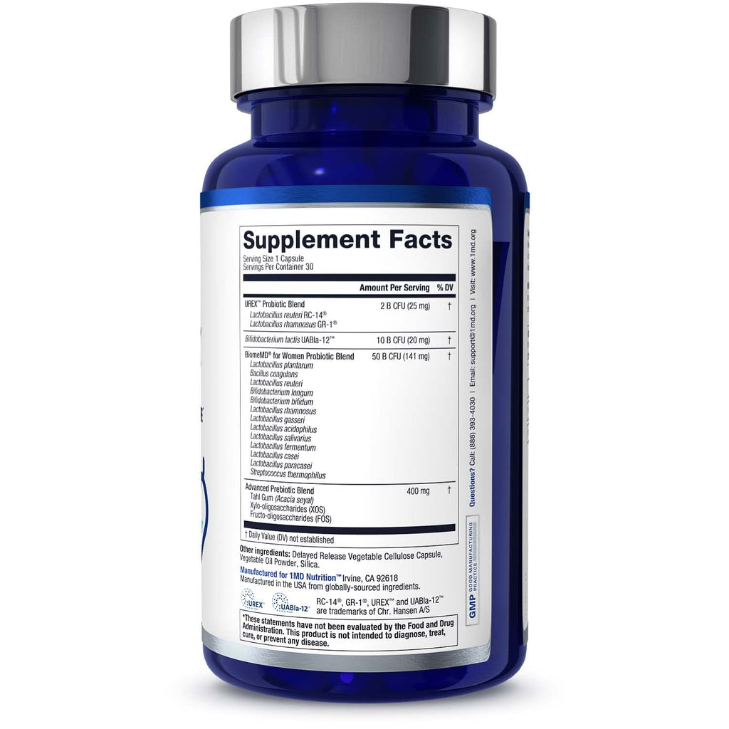1MD Nutrition BiomeMD Probiotics for Women - 62 Billion CFUs - 60 Capsules - image 6