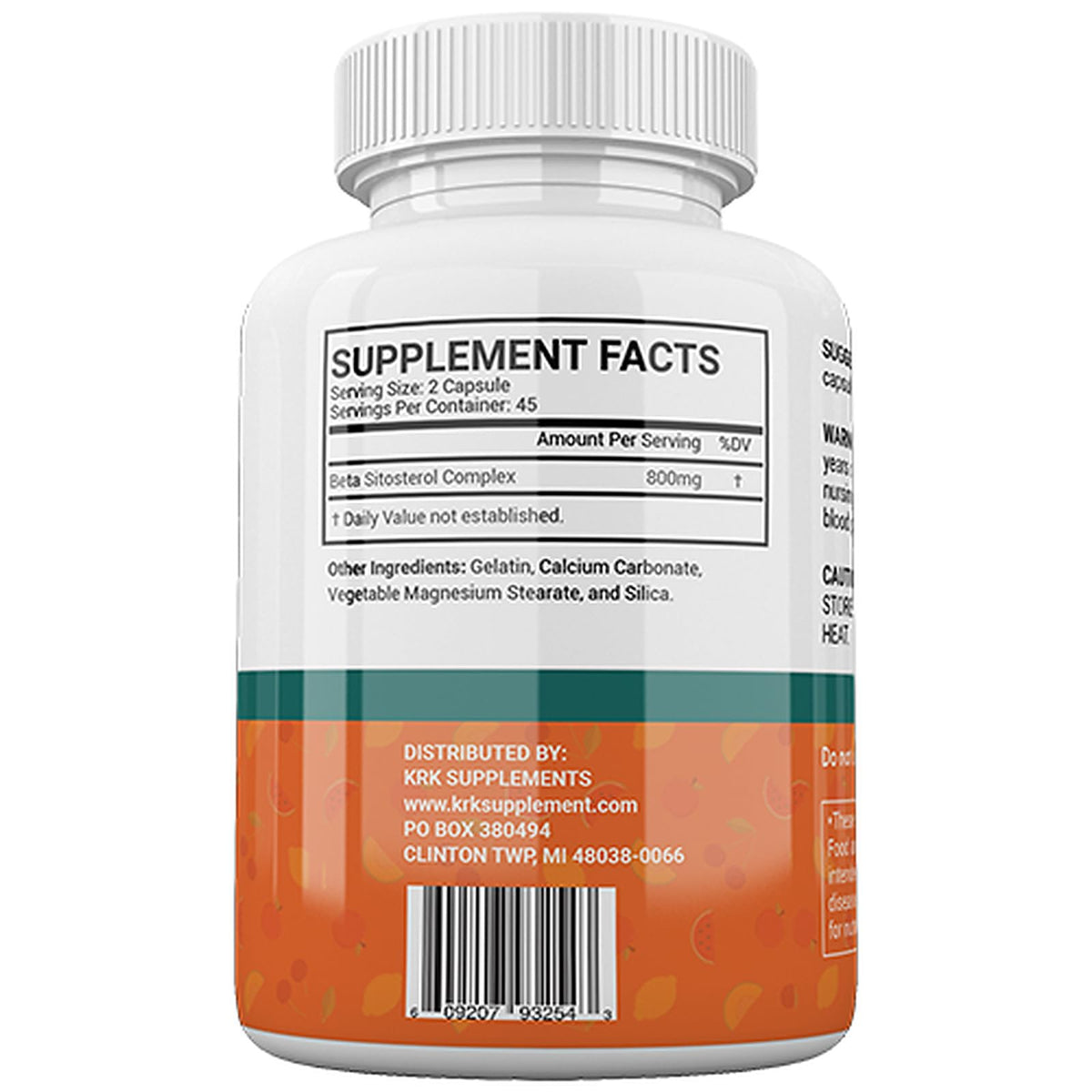 KRK Supplements Beta Sitosterol 800mg Prostate Support - 180 Capsules - image 3