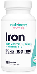 Nutricost Iron for Women 65mg - 180 Vegetarian Capsules