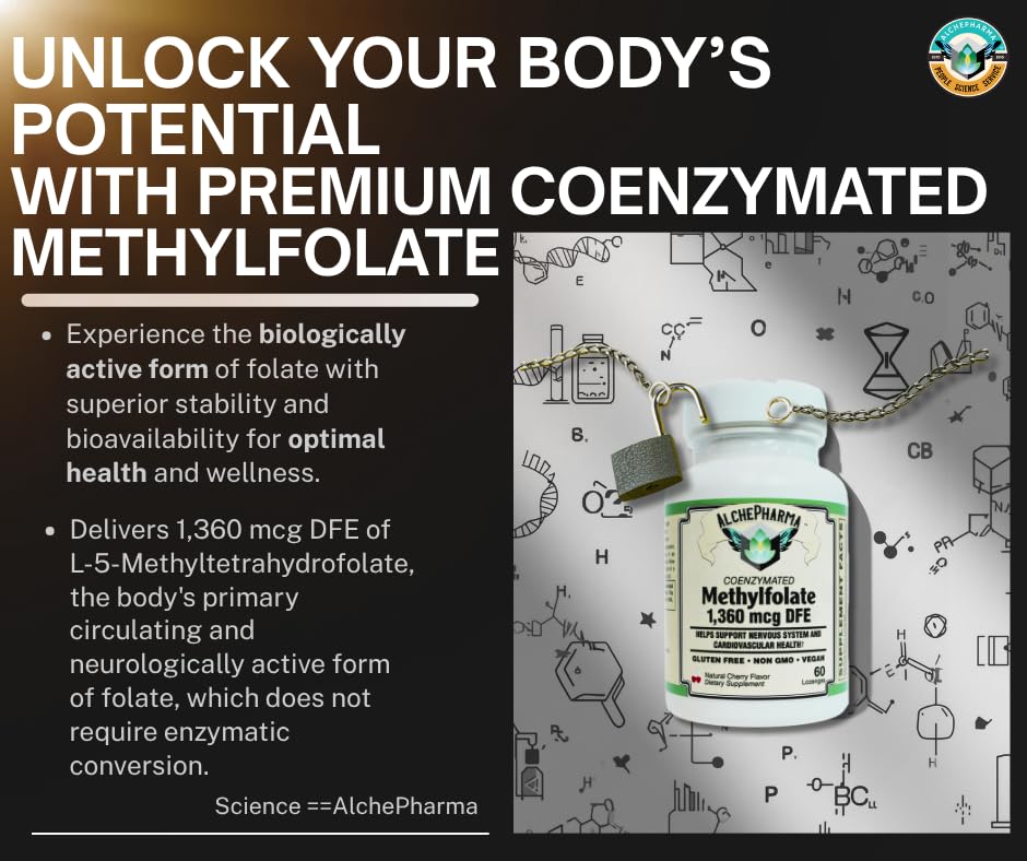 AlchePharma Coenzymated Methylfolate 1,360 mcg DFE - 60 Lozenges - image 8