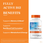 Doctor's BEST Vitamin B12 Methylcobalamin Energy Support - 180 Capsules - image 3