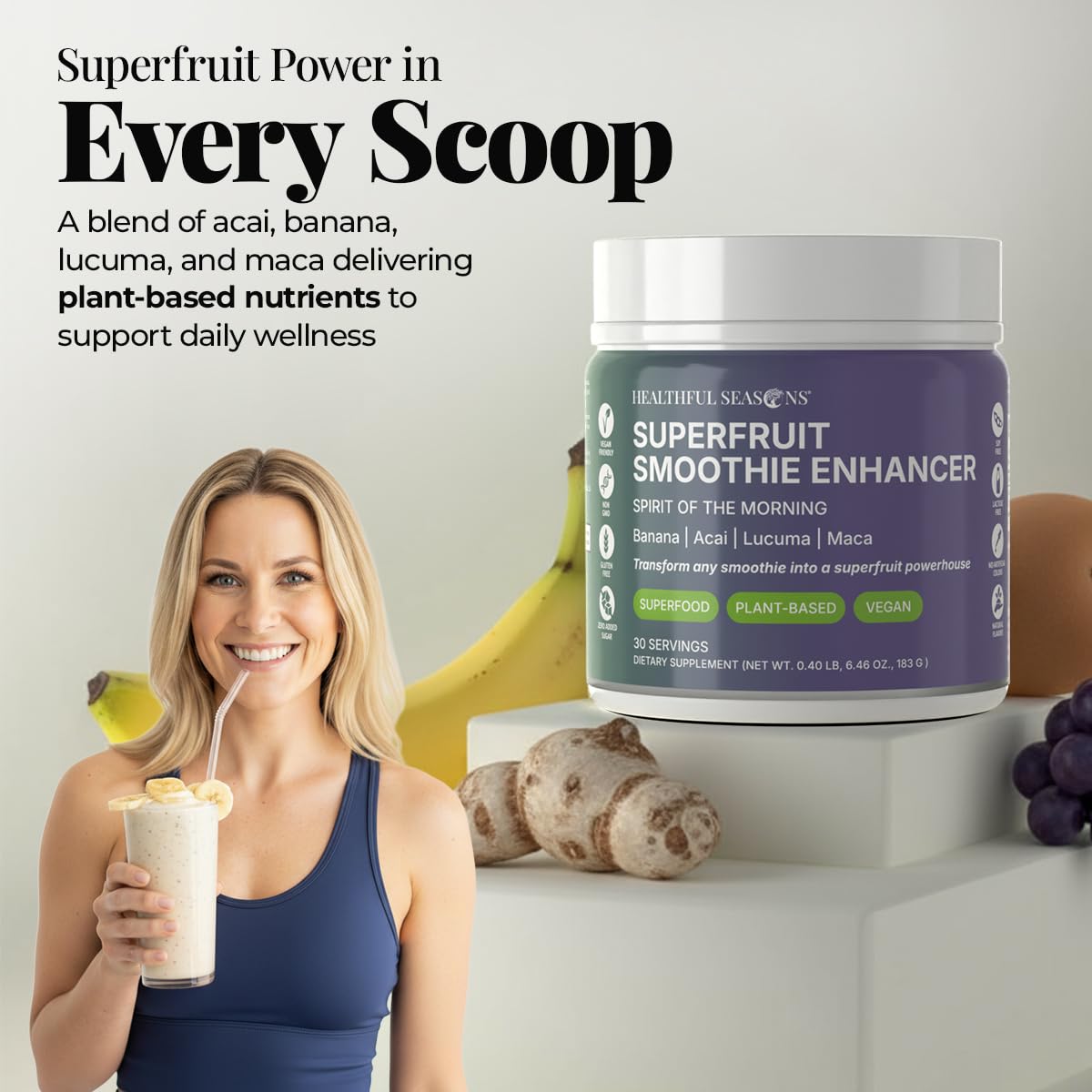 Healthful Seasons Superfood Smoothie Mix with Açai & Maca - 30 Servings - image 4