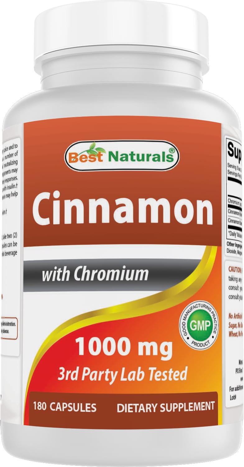 Best Naturals Cinnamon 2000 mg with Chromium Capsules - 180 Count