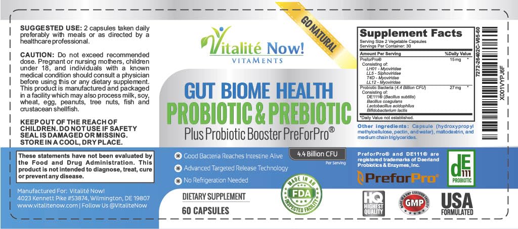 Vitalité Now! Probiotic plus Prebiotic 4.4 Bn CFU Bacillus Subtilis - image 5