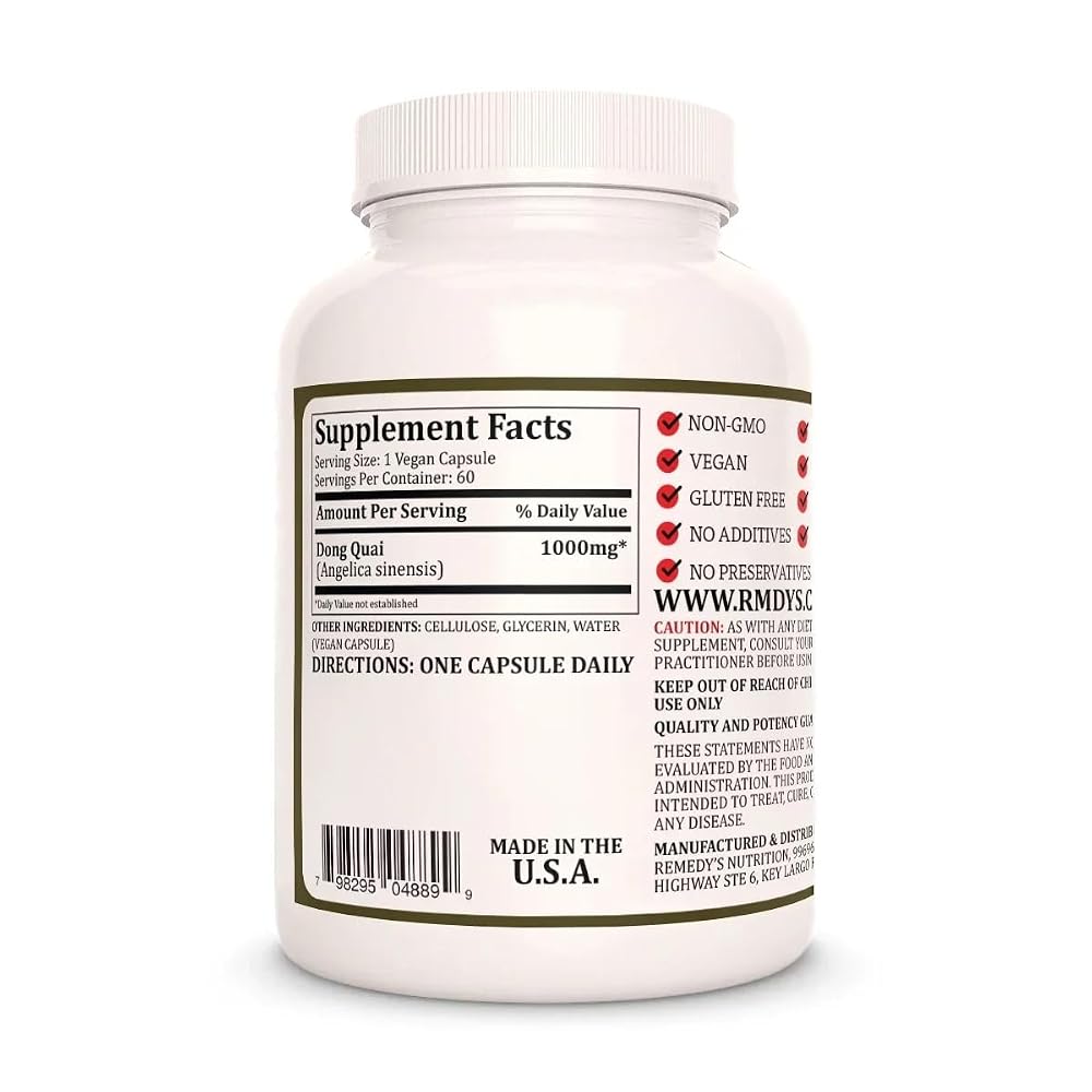 Remedy’s Nutrition Remedy's Nutrition Dong Quai 1,000 mg - 60 Vegan Capsules - image 2