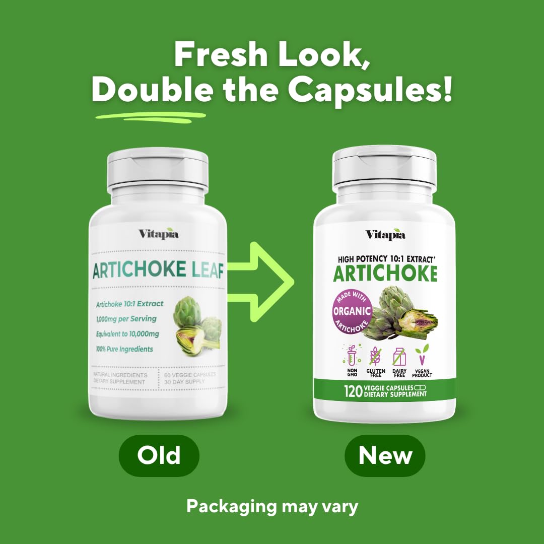 Vitapia Organic Artichoke Extract Supplement - 120 Vegetarian Capsules - image 3