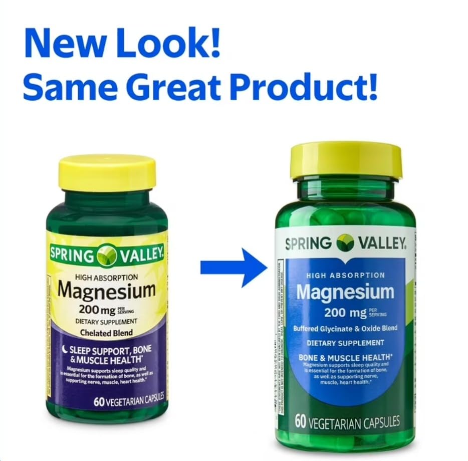 4 TOP CARE Magnesium Glycinate & Oxide Blend 200 mg - 60 Vegetarian Capsules - image 2