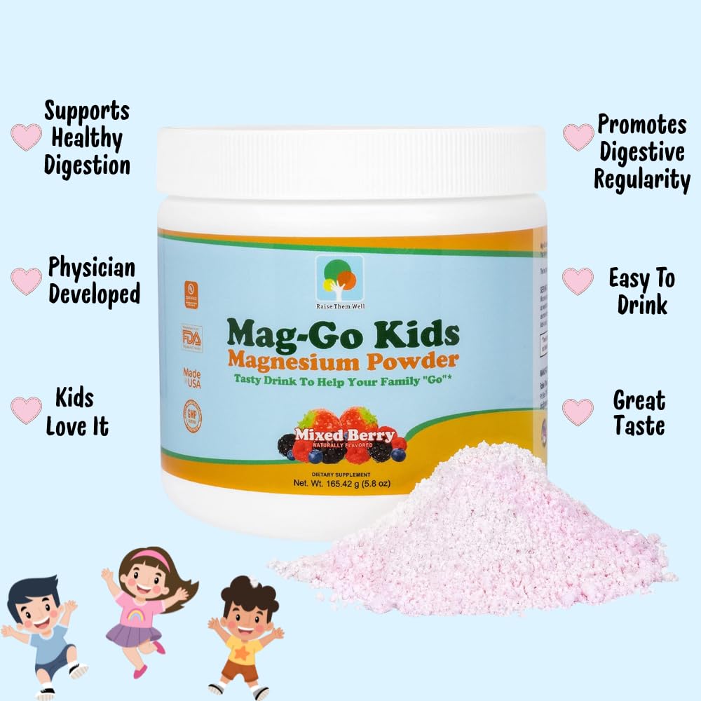 Raise Them Well Mag Go Kids Magnesium Powder Mixed Berry - 90 Servings - image 4