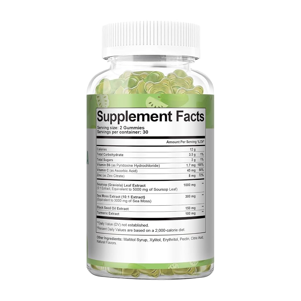 Totaria Soursop Gummies Sea Moss Gummies 047 Natural Sugar Free Flavor