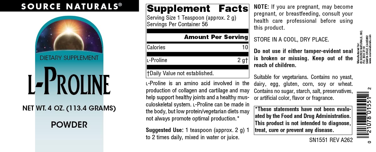 Source Naturals L-Proline Powder - 4 Ounce - image 4