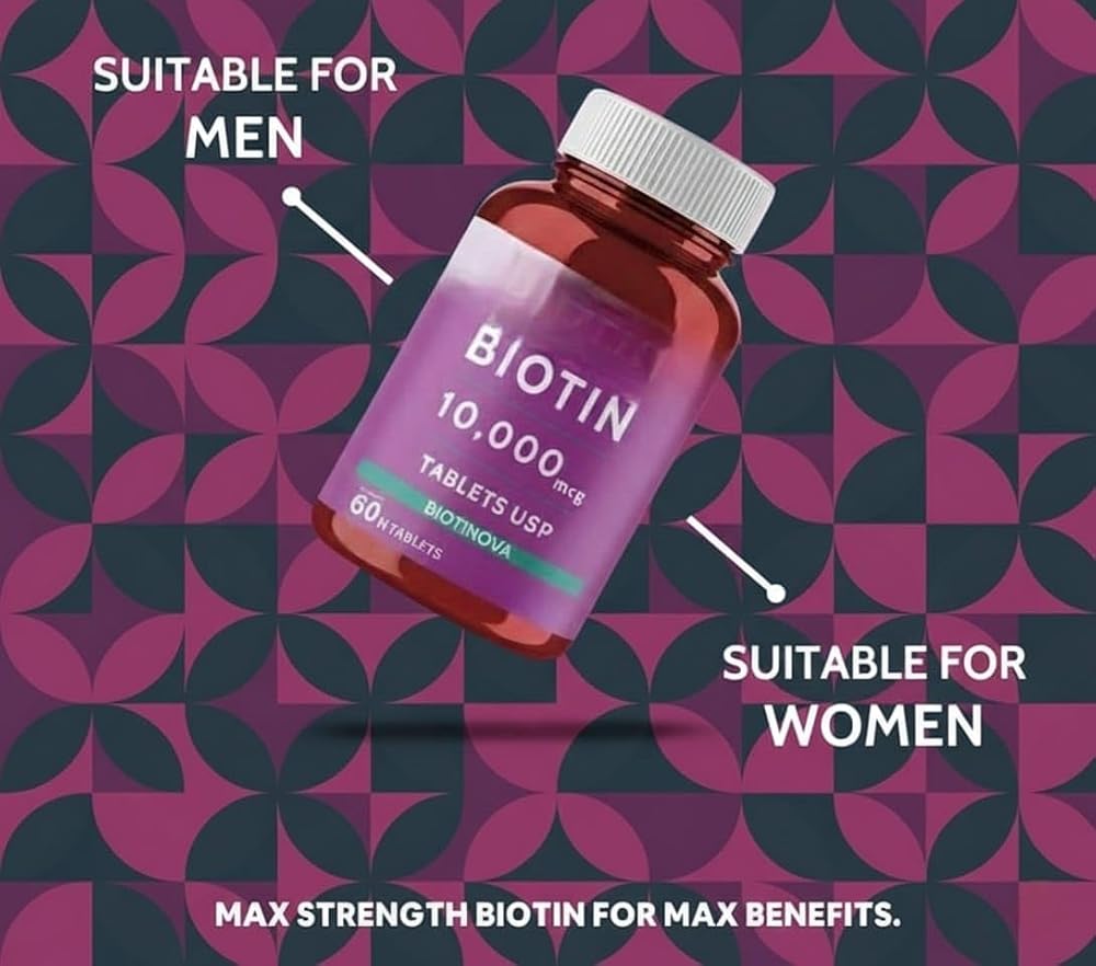 Generic Forte Biotin 10000mcg for Hair Growth, Skin & Nails - 60 Tablets - image 5