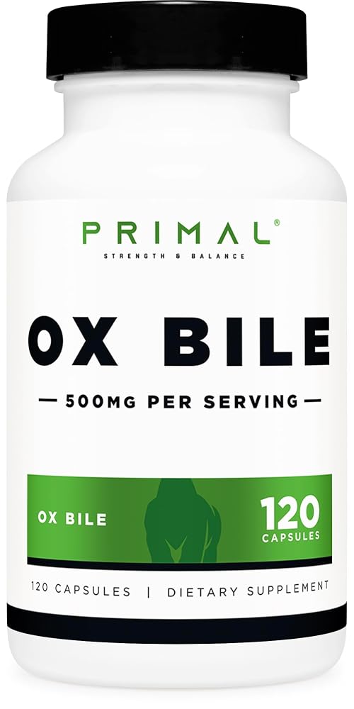 Primal Ox Bile 500mg Digestive Support - 120 Capsules