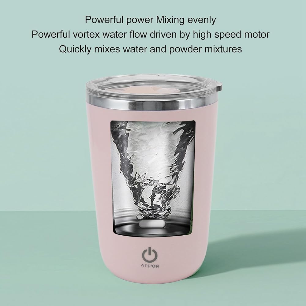 Tissting Shaker Bottle 11.8oz Electric Mixer Cup Stainless Steel Self