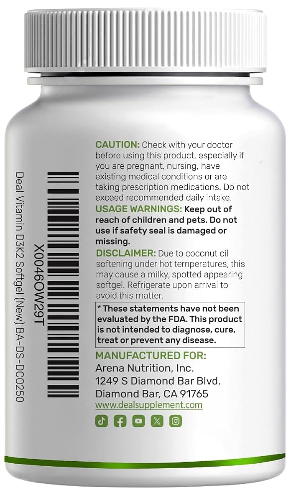 DEAL SUPPLEMENT Vitamin D3 5000 IU + K2 MK7 - 250 Softgels - image 7