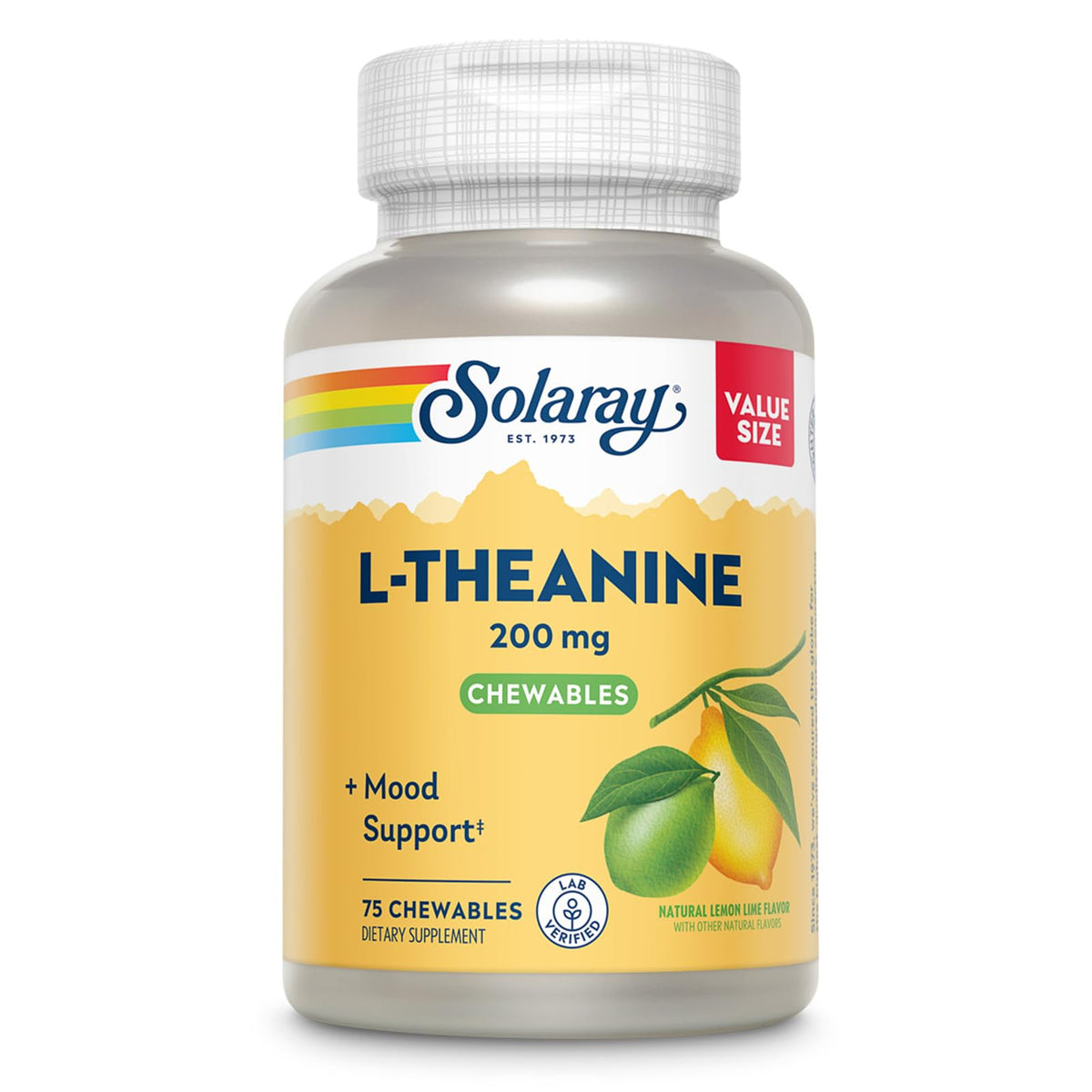 SOLARAY L-Theanine 200mg Mood Support Chewables - 75 Count